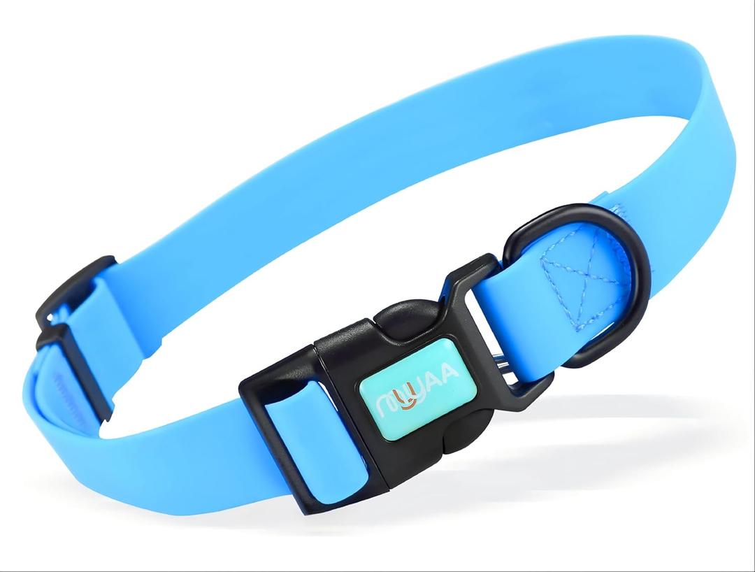 2 x Waterproof Dog Collars,Easy Clean Collar,Adjustable Dog Collars for Small,Medium, Large Dogs(Sky Blue, M)