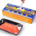 800Ft Food Plastic Wrap with Slide Cutter, BPA Free Cling Film with Magnetic Back, Includes 100 Reusable Plastic Bowl Covers for Home & Commercial Use Food Service