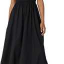 Amazon Essentials Womens Regular-Fit Cotton Sateen Smocked Bodice Midi Dress