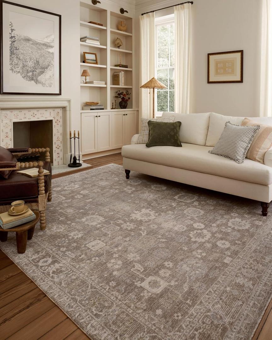 Loloi Chris Loves Julia Louisa Collection LOI-03 Taupe/Ivory 2'-3" x 3'-10", .38" Pile Height, Accent Rug