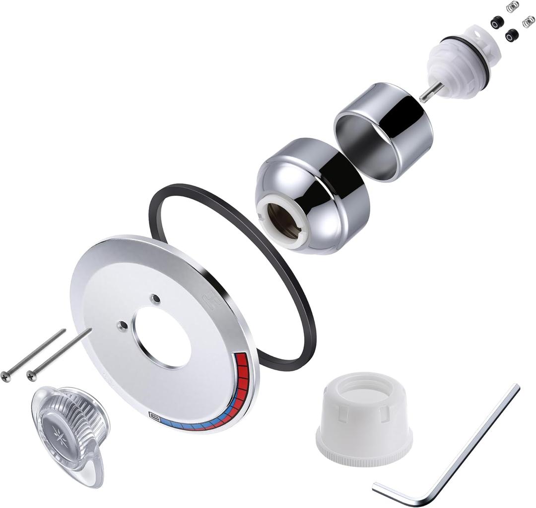 Enhon Single Handle Tub and Shower Faucet Trim Kit Compatible with Danco/Valley Faucets, Includes Shower Cartridge, Single Lever Handle, Escutcheon, Sleeve, Cap Assembly, Bonnet, Button and Screws