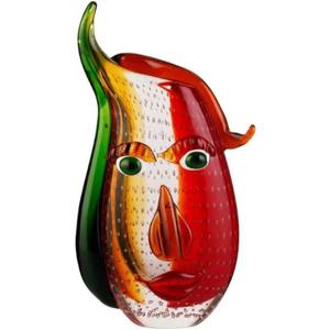 Yao Yuan Murano-Style Art Glass Vase with a Face - 12.6" Tall Mouth-Blown Artistic Sculpture with Vibrant Colors & Accents - Rich Colored Home Dcor