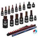 Allen-Wrench Hex Bit Socket Set: 16-Piece Hex Socket Set with Magnetic Socket Rail Organizer 1/ 4, 3/ 8, 1/ 2-Inch Drive 5/ 64-9/ 16 Hex Key Socket Set with Adapter for Professional Garages Workshop