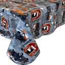 Newbridge 52 x 52 Inch Square Haunted Halloween Rustic Ghost Farm Vinyl Tablecloth with Flannel Backing, Ghosts, Barns, Pumpkins, and Spooky Truck Farm Scene, Easy Care Wipe Clean Table Cover