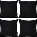 Thmyo 4-Pack 100% Cotton Comfortable Solid Decorative Throw Pillow Case Square Cushion Cover Pillowcase Sublimation Blank Pillow Covers Christmas DIY Throw Pillowcase for Sofa(18x18inch/45x45cm,Black)