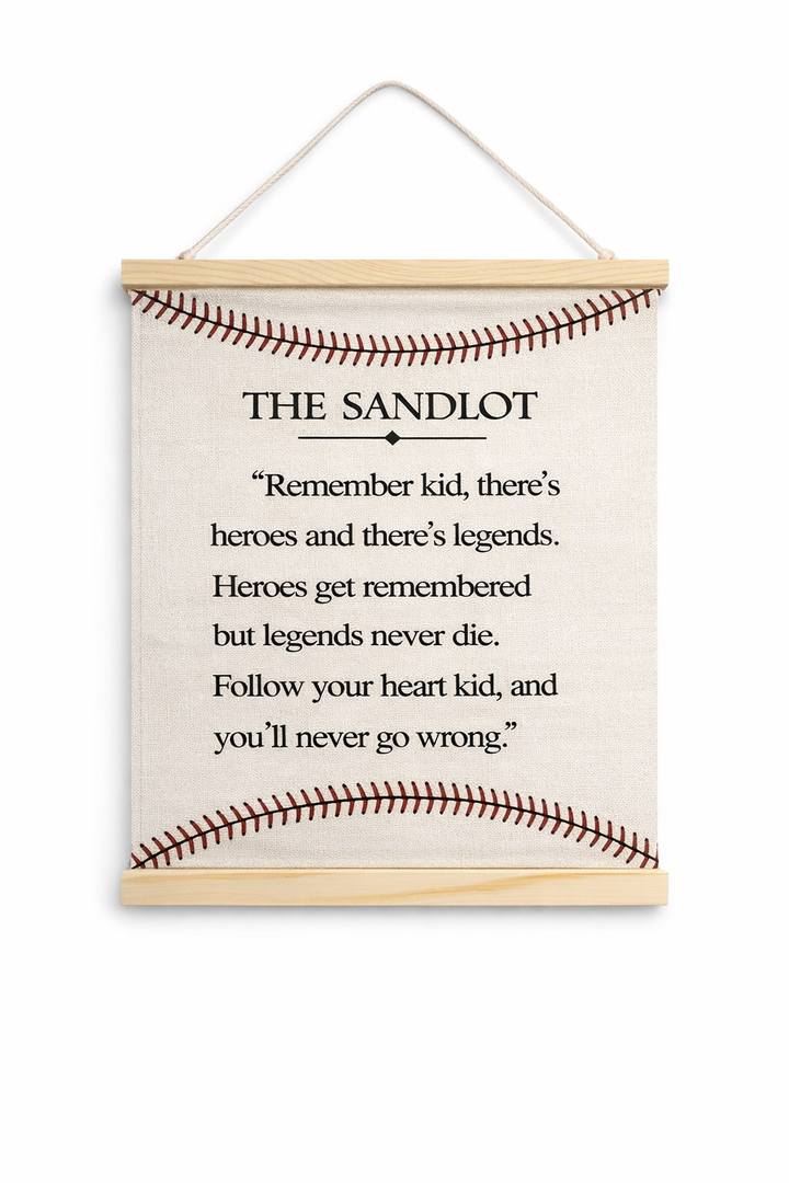 The Sandlot Quote-Boys Room Wall Art-Baseball Sign-Baby Banner Gift Shower-Canvas Hanging Flag Banner Wall Sign Decor Gift for Nursery Bedroom Playroom Front Door Baby Kids Boy/Girls Teen