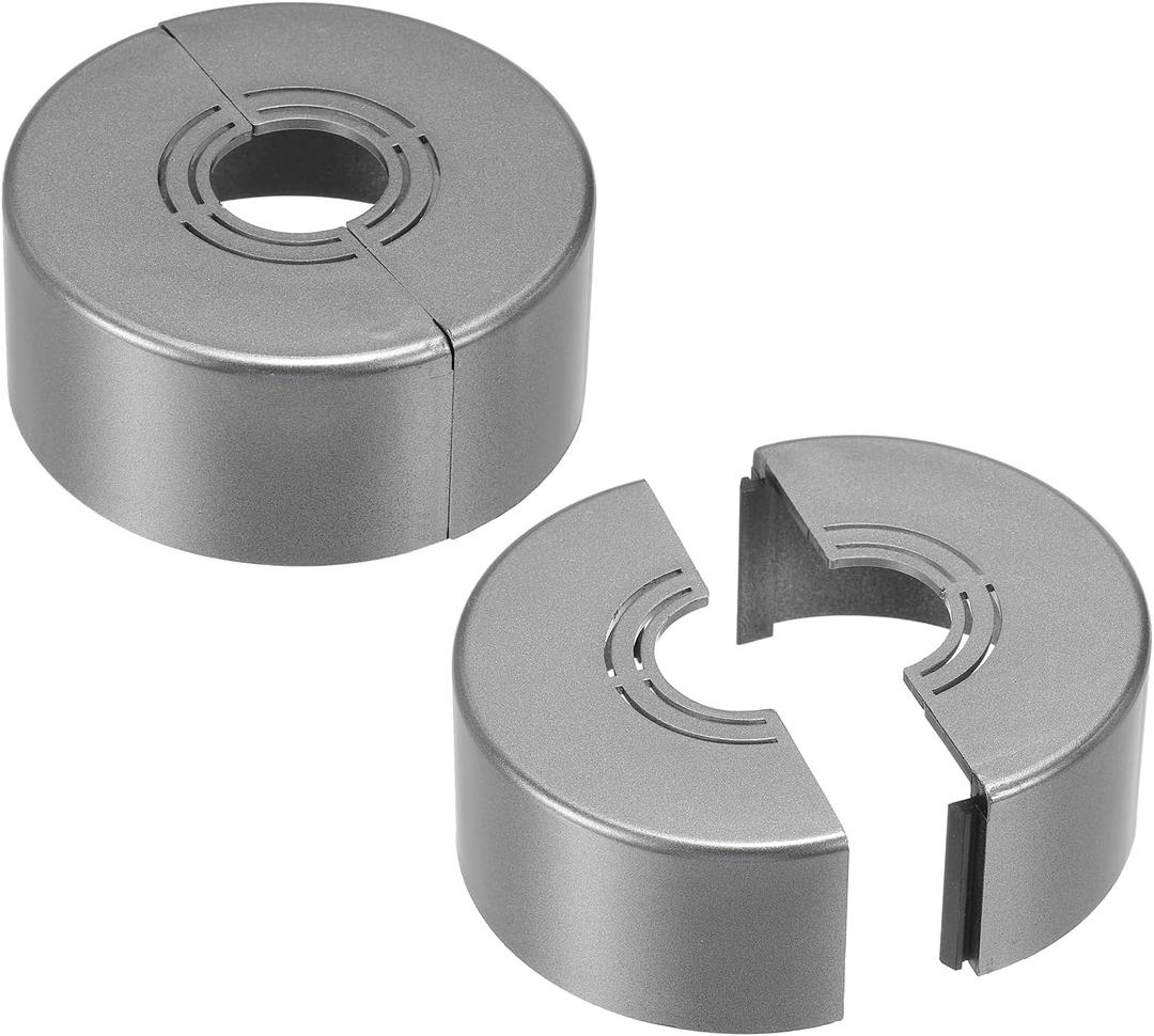 PATIKIL Wall Split Flange 0.8/1/1.3 Inch, 2Pcs 1.2" Thicken Cuttable ABS Round Escutcheon Plate Cover Buckle for Water Pipe Faucet Decoration, Grey (Gray)