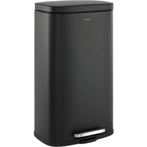 happimess HPM1011B Curtis 8-Gallon Step-Open Trash Can with Soft-Close Lid, Modern, Minimalistic, Fingerprint Proof for Home, Kitchen, Laundry Room, Office, Bedroom, Bathroom, Black