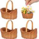 DECHOUS 4Pcs Mini Baskets with Handles: 3 Inch Easter Mini Woven Baskets for Party Favors - Decorative Miniature Dollhouse Crafts Ornament Wedding Farmhouse Decor