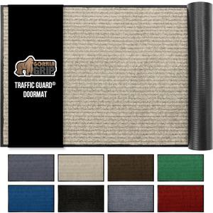 GORILLA GRIP Traffic Guard Door Mat, 72x48, Heavy Duty Welcome Mats, Commercial Office Space Doormat, Waterproof, Fade Resistant, Strong Rubber Backing, Low Profile, Shoe and Boot Scraper, Beige