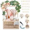 Wooden Baby Shower Crate Closet  Customizable Wooden Crate Box with Dual Rod System, Personalized Baby Shower Basket Alphabet Letters, Easy Assembly Baby Baskets for Baby Shower (Natural Wood)
