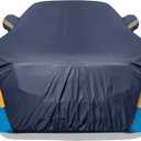 Car Cover Waterproof All Weather for Automobiles, 6 Layers Outdoor Full Exterior Cover Rain Sun UV Snowproof Protection with Zipper Cotton, Mirror Pocket for Sedan (190-195 inch) (Blue)
