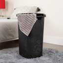 Mind Reader Slim Laundry Hamper with Lid, 60L Tall Clothes Basket, Narrow Tapered Design for Bathrooms, Closets and Laundry Rooms, Plastic, 2 Pack, Black