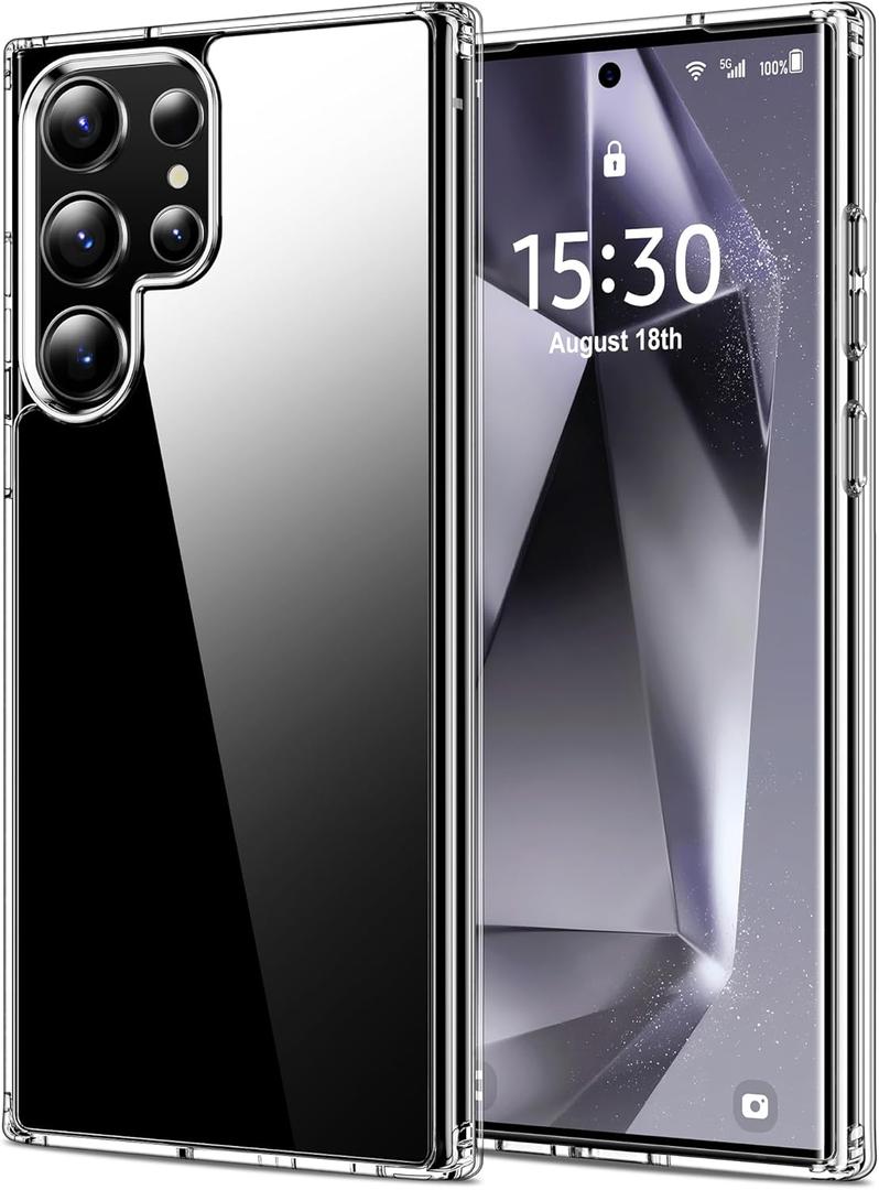 HOOMIL Case for Samsung Galaxy S24 Ultra 6.8-Inch, Non-Yellowing, Drop Protection, Anti-Scratch Transparent Hard Back Phone Cover - Crystal Clear