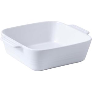 DOWAN 8x8 Baking dish, Square Baking Pan, Ceramic Casserole Dishes for Oven, Cake Pan with Handle, for Brownie, Lasagna, Casserole, 2 Quart, Home Gift, Bright White