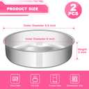 EWFEN 8 Inch Cake Pan Set of 2, Stainless Steel Round Layer Cake Baking Pans Tins, Non-Toxic & Healthy, Leak-proof & Easy Clean & Dishwasher Safe