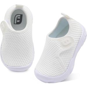 JOINFREE Toddler Shoes Girls Boys Barefoot Shoes Breathable Non-Slip Sneakers Lightweight Frist Walking Shoes Baby Slip On Shoes Crib Shoes Tennis Shoes Indoor/Outdoor White 11 Toddler