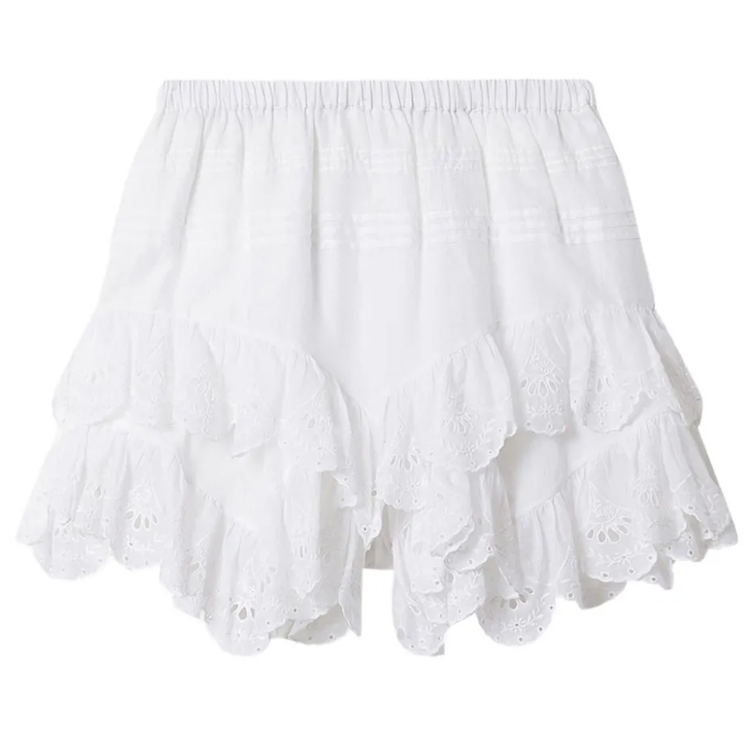 Jocadia ruffled shorts, White, Medium