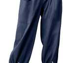 Bozanly Women's Casual Lantern Harem Loose Capris Pants Summer Yoga Slacks Trousers with Pockets, XL