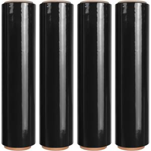 18" Black Stretch Wrap Roll, Heavy Duty 18 Inch 1500ft Shrink Wrap Roll, 80 Gauge Industrial Strength Stretch Film Plastic Wrap for Pallet Wrapping Shipping Moving(4 Pack)