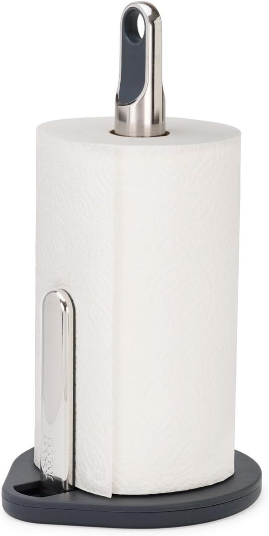 Joseph Joseph Hold Easy-Tear Paper Towel Kitchen Roll Holder, Weighted, Non-Slip Base, Fits up to 5.5" Diameter Rolls