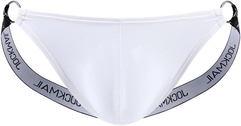 Men's Ice Silk Jockstrap Low Waist Breathable Thong Underwear Workout Jock Strap Comfortable Briefs for Men, Size L