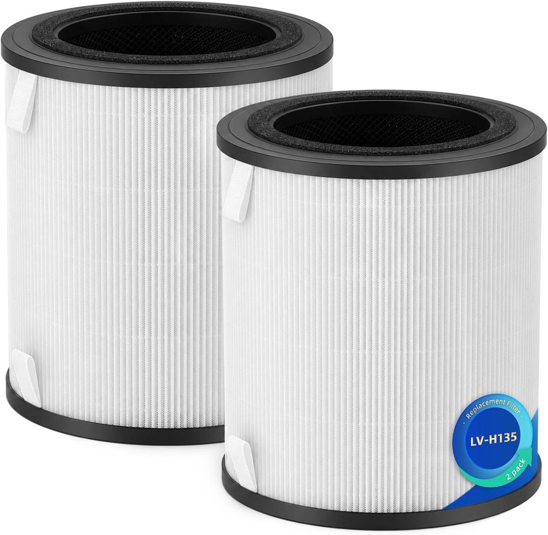 LV-H135 Replacement Filter Compatible with Levoit LV-H135 Air Purifier, H13 Mechanical & Activated Carbon Media for Wildfire Smoke & Pet Odors, 2-Pack
