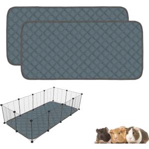 2 Pack Guinea Pig Cage Liners Washable Guinea Pig Bedding Super Absorbent | Waterproof | Non Slip| Reusable Guinea Pig Pee Pads for Small Animals Cages Rabbit Hamster Rat - 48" x 24"