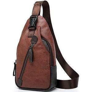 Hebetag Leather Sling Bag Crossbody Backpack for Men Women Travel Outdoor Camping