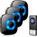 Wireless Doorbell PHYSEN Door bell Chimes with Mute Mode, 58 Ringtones&5 Volume Levels, Operating at 1300-ft Range, LED Strobe, Waterproof Doorbell Kit for Home/Classroom 1 Transmitter + 3 Receivers