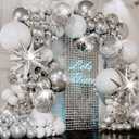 ALL-IN-1 Disco Balloon Arch Kit with BONUS Disco Ball Balloon for Party Decorations - Silver & White Balloons Garland for Disco Ball Party Decoration & Silver Party Decorations -Disco Balloons