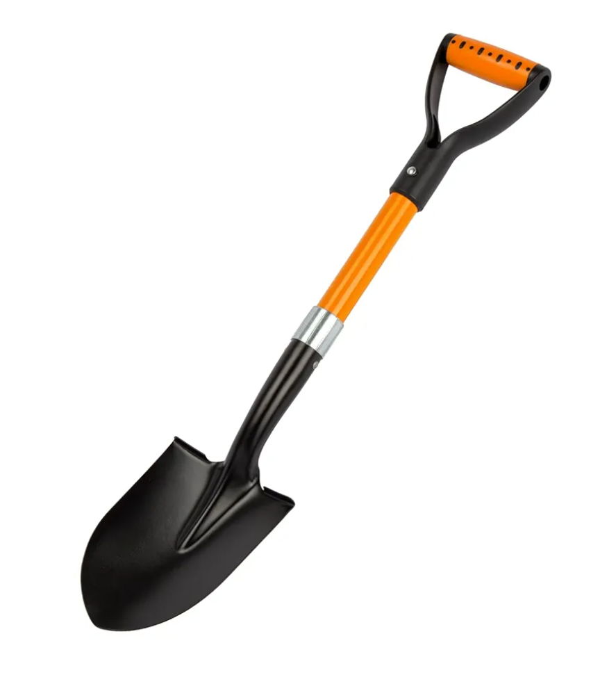 28-inch Small Round Shovel With D-Handle - Kids Metal Beach and Camp Shovel, Garden Tool With Fiberglass Handle