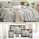 MooMee Gingham Duvet Cover Set 100% Washed Cotton Linen Like Textured Breathable Durable Soft Comfy Modern Checkered Design (Sage Green Gingham, King 104"x90")