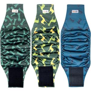 Reusable Dog Diapers Male 3Pcs, Premium Washable Belly Band for Male Dogs Large, High Absorbing Male Dog Wraps for Doggie in Incontinence, Excitable Urination and Training (Giraffe, L)
