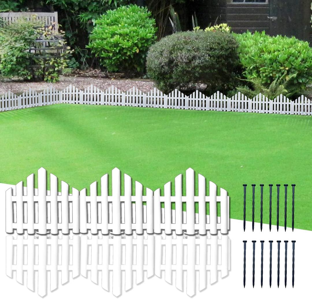 No-Dig Garden Edging Border 13FT Landscape Edging 9.3 Inch Tall for Flower Bed Fence, 14pcs Garden Lawn Edging with Stakes
