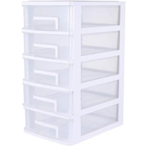 PATKAW Plastic Storage Bins Five-layer Organizer Drawers 1PC 31.4x21.1x15.2cm Drawer Type Storage Cabinet Plastic Storage Drawers 5 Drawer Plastic Storage~White Plastic Drawers (7D8X2161O17VNJLD)