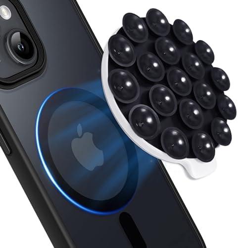 PKYAA Silicone Suction Cup Phone Mount, Magnetic Silicone Suction Phone Case Stand, Hands Free Mirror Shower Phone Holder, Perfect for TikTok/Ins/YouTube Videos Creators (Black)