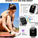 Smart Watch for Women (3 Bands), 1.85'' HD Fitness Tracker with Bluetooth Calls, IPX8 Waterproof Smartwatch for Android iPhone, 112+ Sport Modes, Heart Rate & Sleep Monitor, Silver