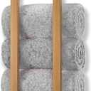 Bamboo Towel Racks - Vertical Wood Towel Rack Bamboo Bathroom Accessories, Storage, Wall Towel Rack for Rolled Towels for Bathroom Furniture, Spa Furniture and Decor (Natural, Medium)