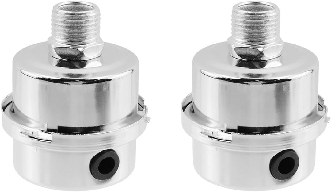 Air Compressor Filter 1/2" Thread Air Compressor Intake Filter Sound Muffler Accessories for Blowers, Boilers, Generators,Silver -2pcs