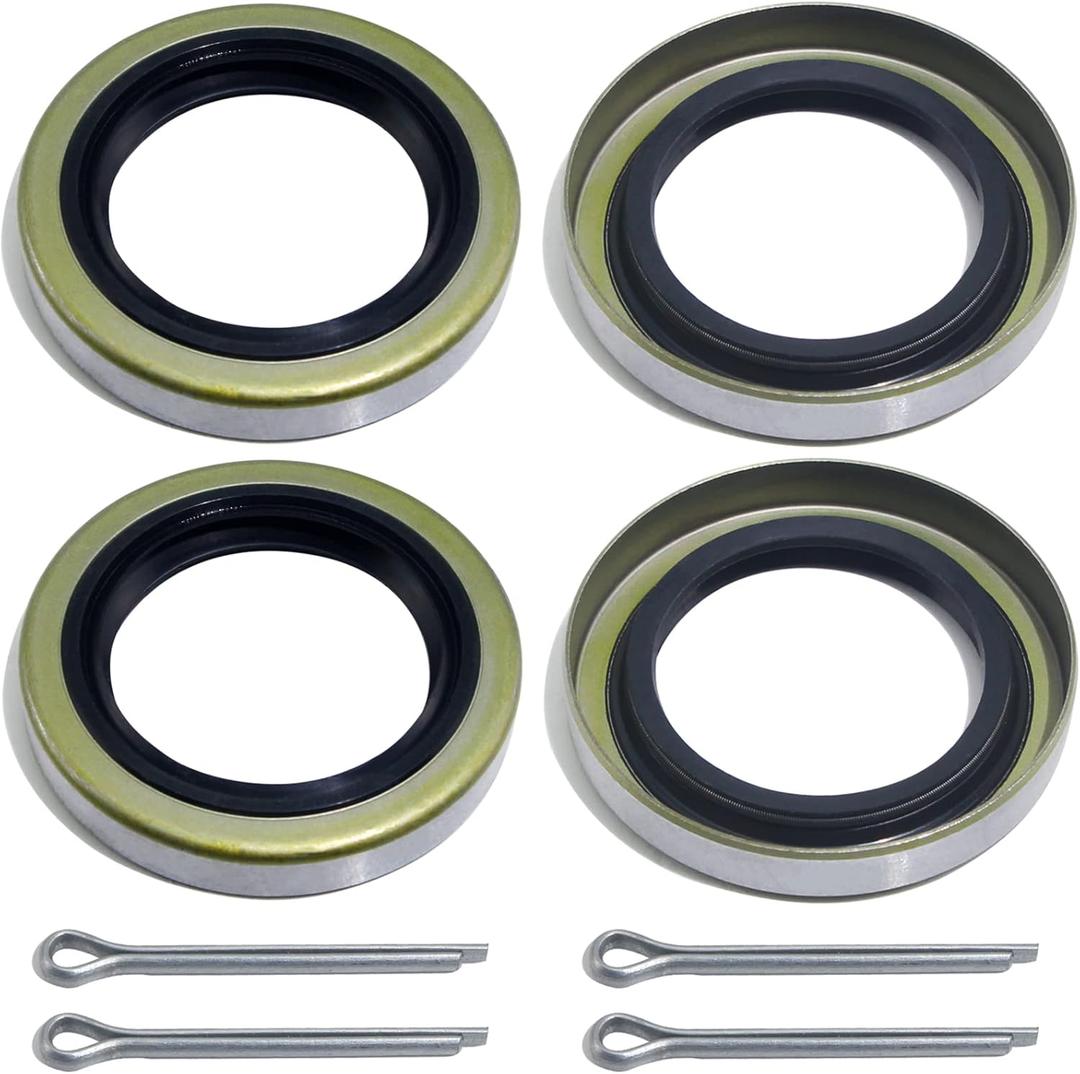 4pcs Trailer Axle Hub Wheel Grease Seals 1.719''I.D x 2.565''O.D with 4pcs Cotter Pins for Dexter 010-019-00 (10-19) Transcom 171255TB National 473336, 3500 lbs #84 Spindle E-Z Lube Axles