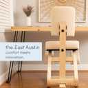 Sleekform East Austin Ergonomic Kneeling Chair with Back Support - Winter Linen and Wood Ergo Stool for Desk - Best Ergonomic Kneeling Office Chair for Posture and Leg Circulation, 28 inches x 21 inches x 22 inches