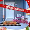 Geelin 2 Pcs Christmas Door Mat Xmas Front Doormat Black and White Buffalo Checkered Rug Decorative Christmas Tree Imitation Coir Welcome Floor Mat Layering Rug for Front Door(Red Truck)
