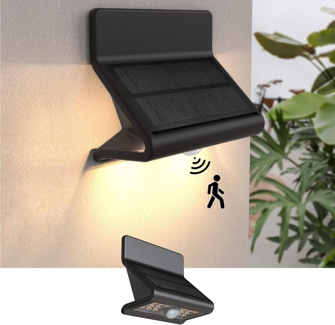 Motion Sensor Outdoor Lights with Optical Lens - 3 Modes, IP44 Waterproof Solar Wall Light for Garden Patio Yard (2 Pack)