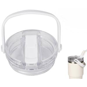 30oz and 20oz Flip Straw Lid for Stanley Quencher, Leak Proof Top Replacement with Detachable Handle for Stanley Quencher H2.0 and ProTour, BPA-Free No Spill Reusable Lids for 30oz&20oz, White*1