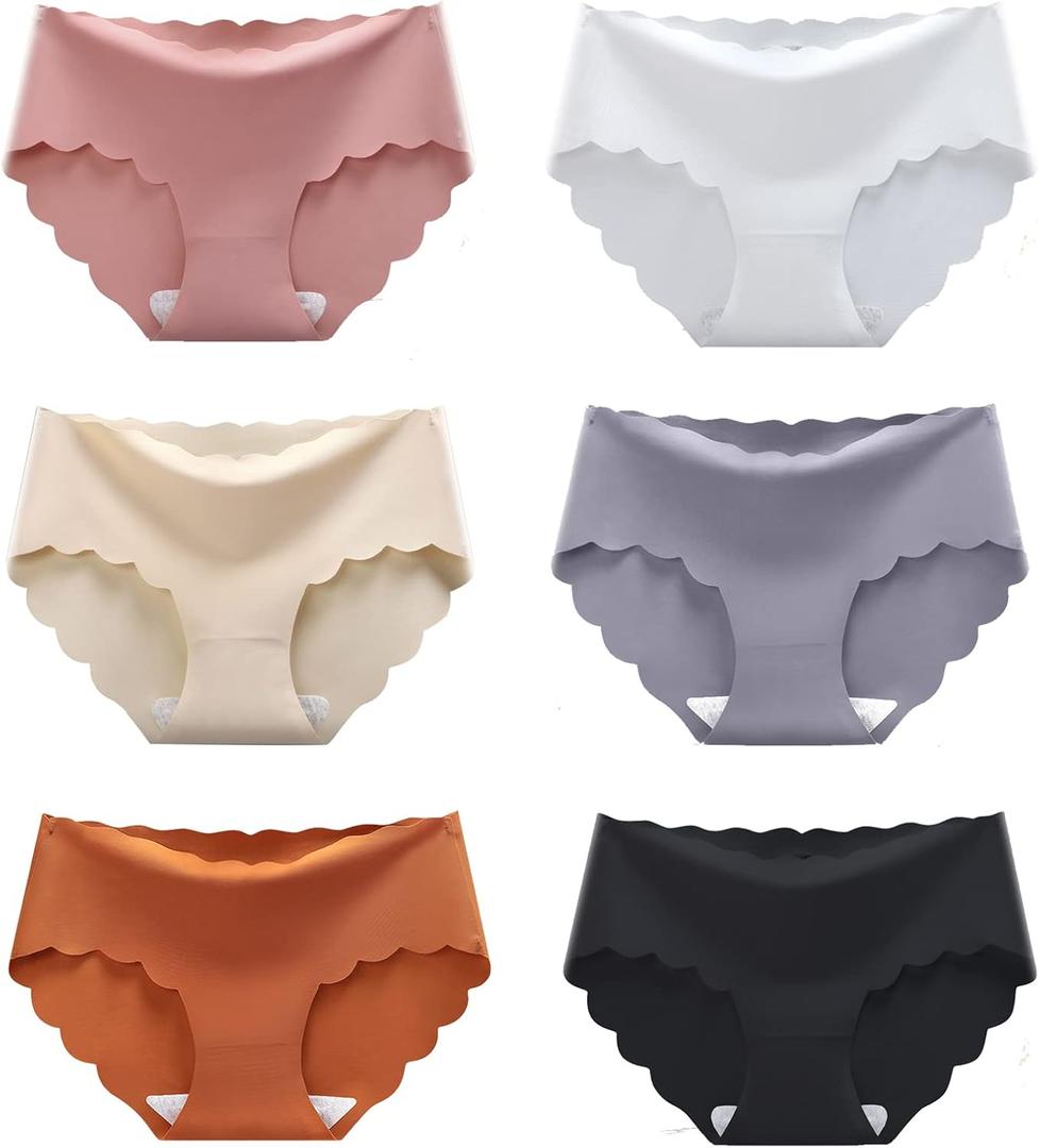 Women's Seamless Hipster No Show Invisible Ice Silk Stretch Underwears Pack Bikini Underwear Panty (M)