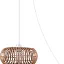 GLOBE Electric 65939 Fitz 1-Light Plug-in or Hardwire Pendant Lighting, Rattan Shade, White Socket