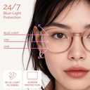 miyya Blue Light Blocking Glasses Women, Fashion Round Transparent Anti Blue Light Glasses with Anti Eyestrain & UV Glare (Pink)