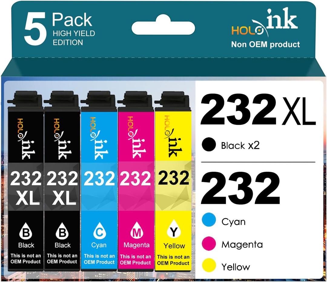 HOINKLO 232xl Ink Cartridges Combo Pack Remanufactured Replacement for 232 XL Ink Use with Expression Home XP-4200 XP-4205, Workforce WF-2950 WF-2930 Printer (2 Black Cyan Magenta Yellow