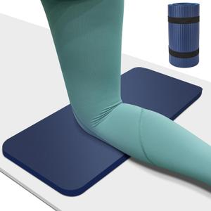 Yoga Knee Pad Cushion 0.8inch (20mm) Thick Yoga Mat with Carrier Strap for Pain Free Knees, Elbows, Wrists and Back, Workout Mats for Home Gym, Pilates, Planks, Ab Rollers (24"x10"x0.8") (Navy blue)